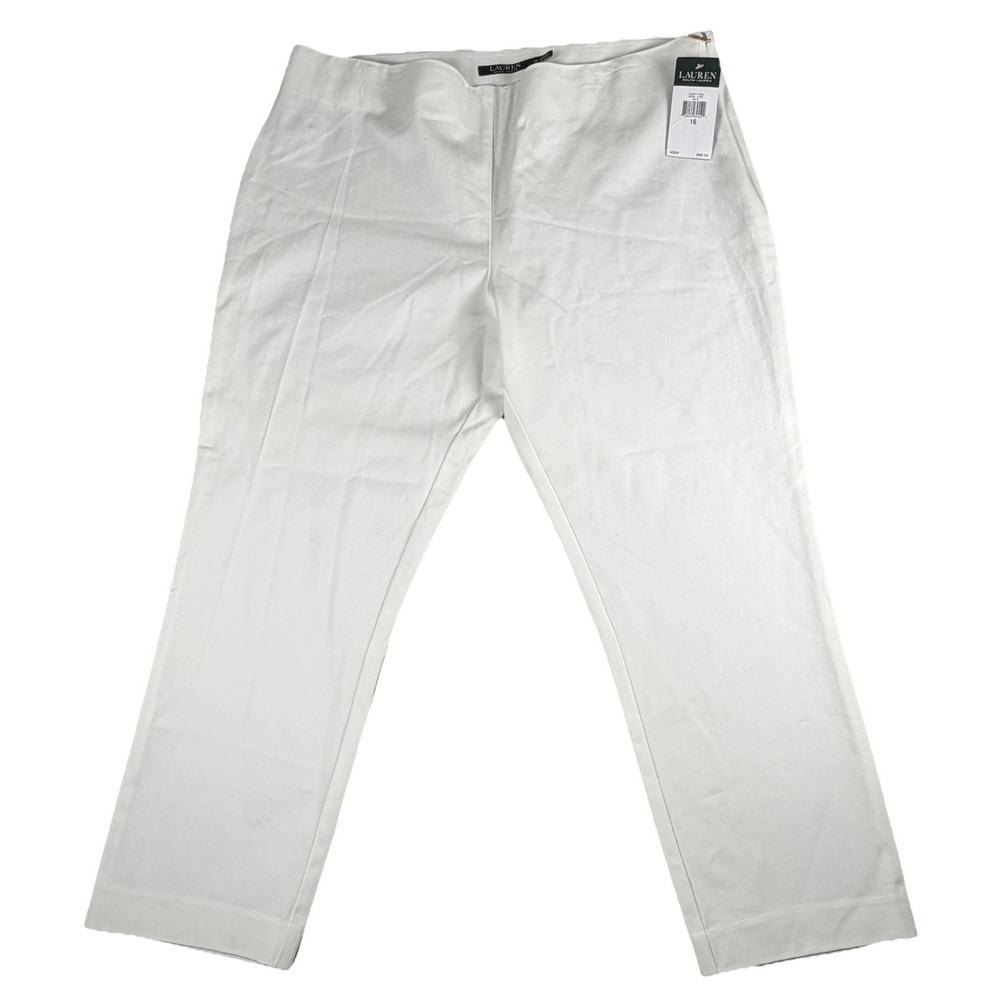 Lauren Ralph Lauren Pants Womens 16 White Twill Pull On Dress Elastic Waist